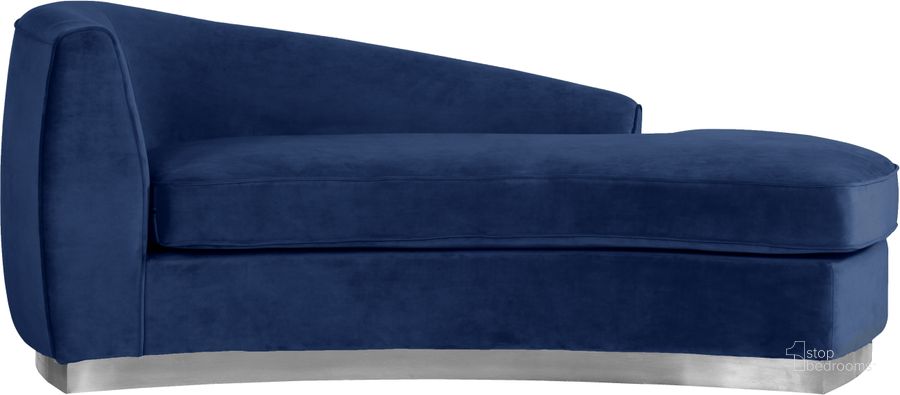 The appearance of Meridian Julian 621Navy Velvet Chaise designed by Meridian in the modern / contemporary interior design. This navy velvet piece of furniture  was selected by 1StopBedrooms from Julian Collection to add a touch of cosiness and style into your home. Sku: 621Navy-Chaise. Product Type: Chaise. Material: Velvet. Image1