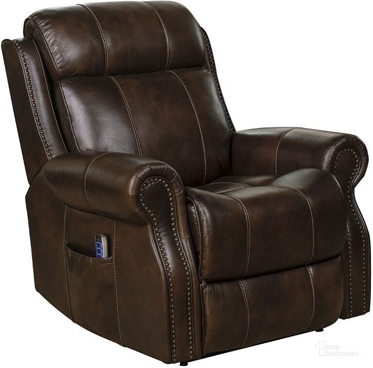 The appearance of Langston Power Recliner w/ Power Headrest and Lumbar (Brown) designed by BarcaLounger in the transitional interior design. This brown piece of furniture  was selected by 1StopBedrooms from Langston Collection to add a touch of cosiness and style into your home. Sku: 23PHL3632371286. Material: Leather. Product Type: Recliner. Image1