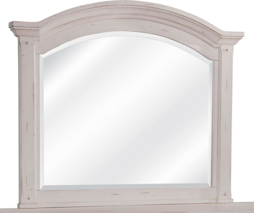 The appearance of Sedona Cobblestone White Mirror designed by American Woodcrafters in the modern / contemporary interior design. This white piece of furniture  was selected by 1StopBedrooms from Sedona Collection to add a touch of cosiness and style into your home. Sku: 2410-040. Material: Wood. Product Type: Dresser Mirror. Image1