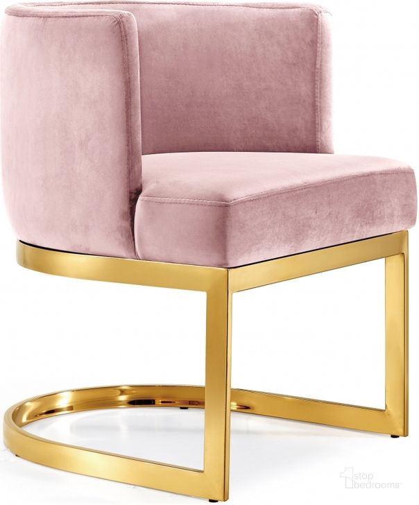 The appearance of Meridian Furniture Gianna Velvet Dining Chair in Pink designed by Meridian in the modern / contemporary interior design. This pink velvet piece of furniture  was selected by 1StopBedrooms from Gianna Collection to add a touch of cosiness and style into your home. Sku: 718Pink-C. Product Type: Dining Chair. Material: Velvet. Image1