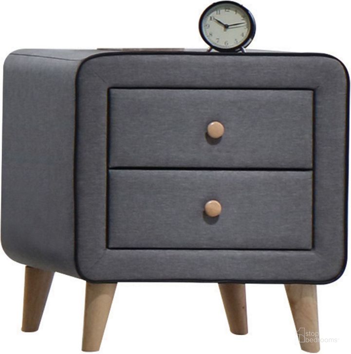 The appearance of Valda Light Gray Nightstand designed by ACME in the transitional interior design. This gray piece of furniture  was selected by 1StopBedrooms from Valda Collection to add a touch of cosiness and style into your home. Sku: 24523. Material: Fabric. Product Type: Nightstand. Image1