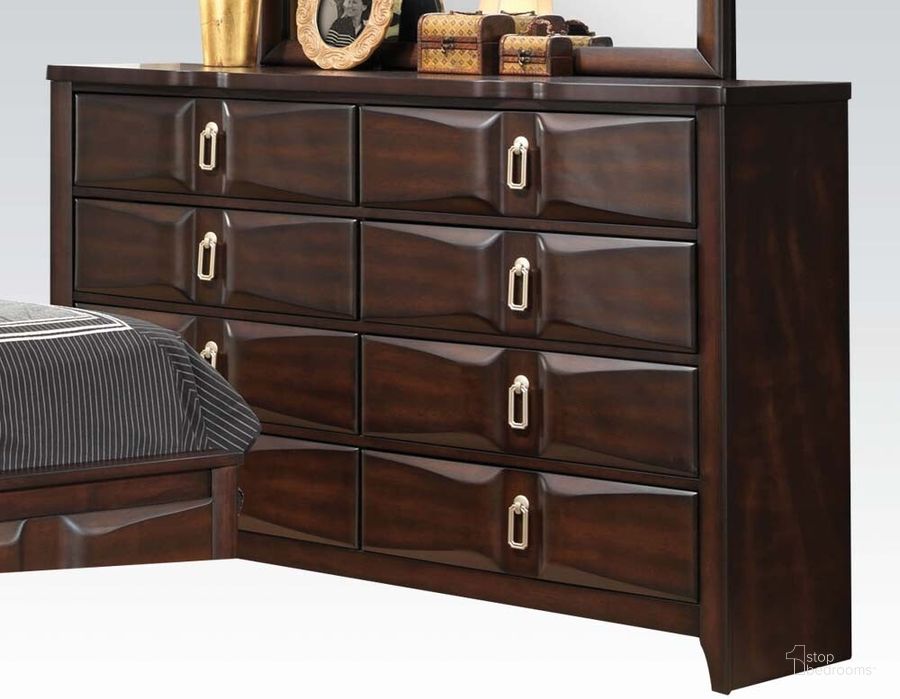 The appearance of Acme Lancaster Drawer Dresser in Espresso designed by ACME in the transitional interior design. This brown piece of furniture  was selected by 1StopBedrooms from Lancaster Collection to add a touch of cosiness and style into your home. Sku: 24575. Material: Wood. Product Type: Dresser. Image1