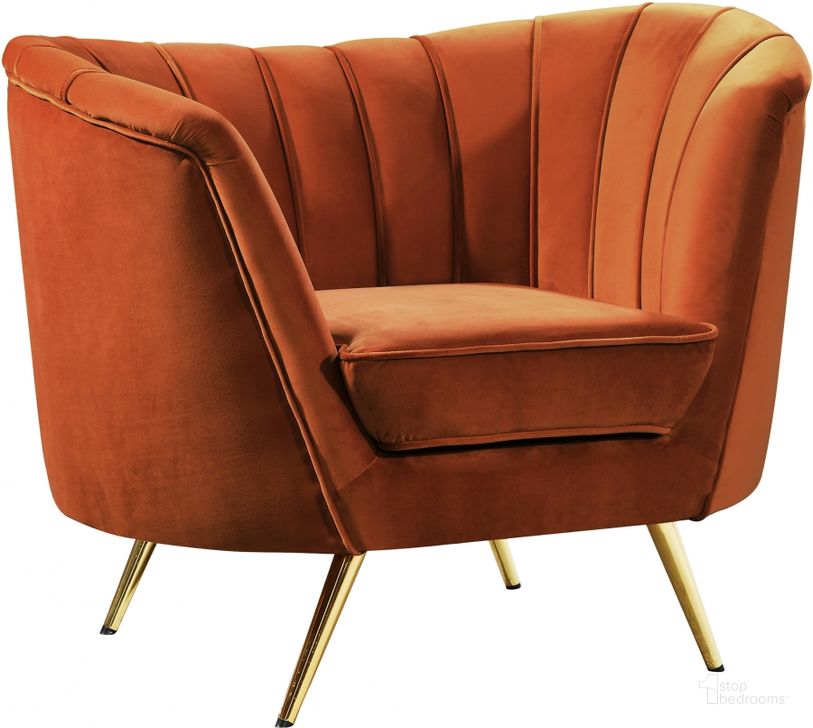 The appearance of Meridian Margo Cognac Velvet Chair designed by Meridian in the modern / contemporary interior design. This cognac velvet piece of furniture  was selected by 1StopBedrooms from Margo Collection to add a touch of cosiness and style into your home. Sku: 622Cognac-C. Product Type: Living Room Chair. Material: Velvet. Image1