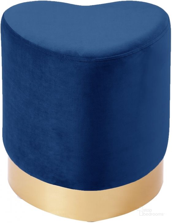 The appearance of Meridian Heart Navy Velvet Ottoman designed by Meridian in the modern / contemporary interior design. This navy velvet piece of furniture  was selected by 1StopBedrooms from Heart Collection to add a touch of cosiness and style into your home. Sku: 125Navy. Product Type: Ottoman. Image1