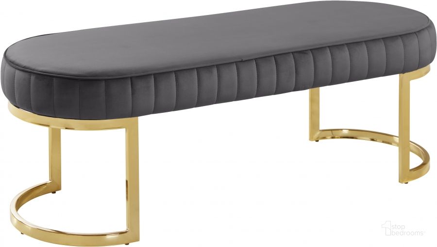 The appearance of Meridian Lemar Grey Velvet Bench designed by Meridian in the modern / contemporary interior design. This grey velvet piece of furniture  was selected by 1StopBedrooms from Lemar Collection to add a touch of cosiness and style into your home. Sku: 106Grey. Product Type: Bedroom Bench. Material: Velvet. Image1