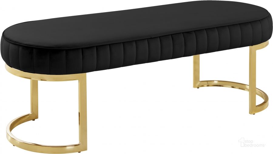 The appearance of Meridian Lemar Black Velvet Bench designed by Meridian in the modern / contemporary interior design. This black velvet piece of furniture  was selected by 1StopBedrooms from Lemar Collection to add a touch of cosiness and style into your home. Sku: 106Black. Product Type: Bedroom Bench. Material: Velvet. Image1