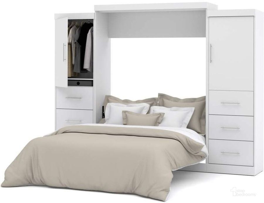 The appearance of Nebula White 115" Queen Wall Bed Kit designed by Bestar in the modern / contemporary interior design. This white piece of furniture  was selected by 1StopBedrooms from Nebula Collection to add a touch of cosiness and style into your home. Sku: 25884-17. Material: Wood. Bed Size: Queen. Bed Type: Murphy Bed. Product Type: Murphy Bed. Image1