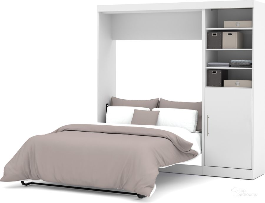 The appearance of Nebula White 84" Full Wall Storage Bed designed by Bestar in the modern / contemporary interior design. This white piece of furniture  was selected by 1StopBedrooms from Nebula Collection to add a touch of cosiness and style into your home. Sku: 25890-17. Material: Wood. Bed Size: Full. Bed Type: Murphy Bed. Product Type: Murphy Bed. Image1
