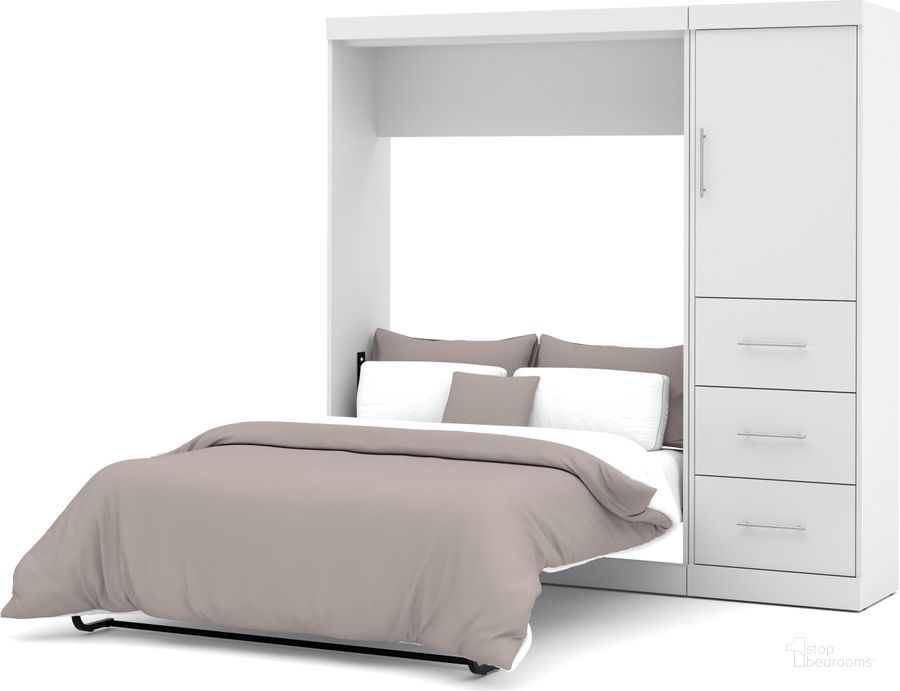 The appearance of Nebula White 84" Full Wall Storage Bed designed by Bestar in the modern / contemporary interior design. This white piece of furniture  was selected by 1StopBedrooms from Nebula Collection to add a touch of cosiness and style into your home. Sku: 25892-17. Material: Wood. Bed Size: Full. Bed Type: Murphy Bed. Product Type: Murphy Bed. Image1