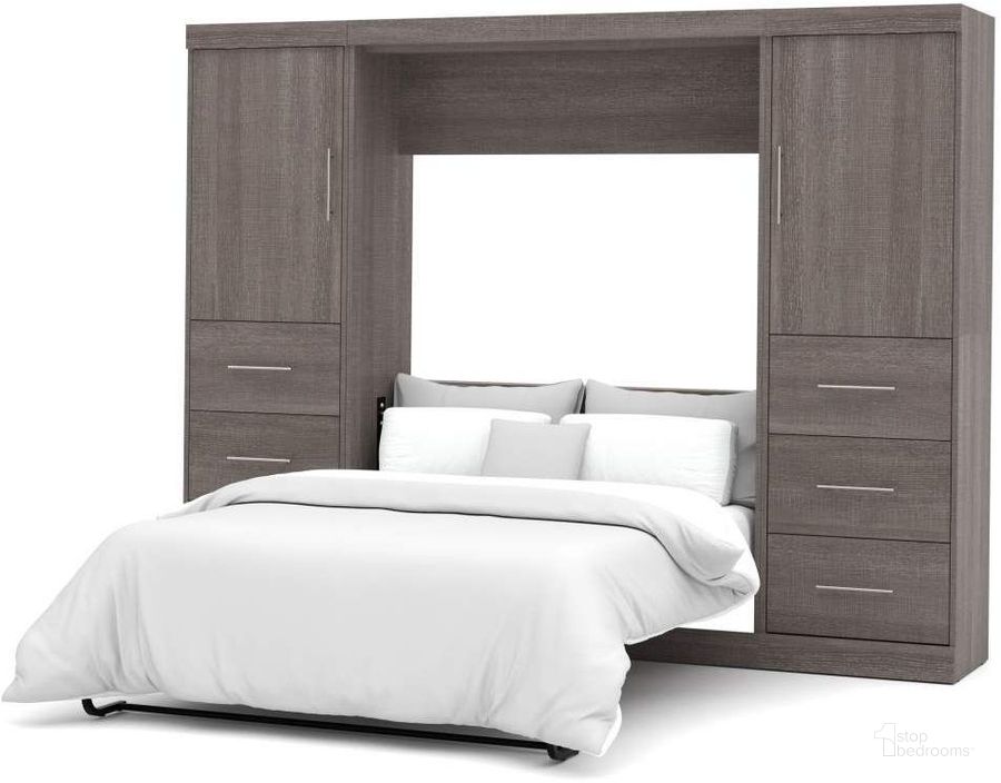 The appearance of Nebula Bark Gray 109" Full Wall Bed Kit designed by Bestar in the modern / contemporary interior design. This gray piece of furniture  was selected by 1StopBedrooms from Nebula Collection to add a touch of cosiness and style into your home. Sku: 25894-47. Material: Wood. Bed Size: Full. Bed Type: Murphy Bed. Product Type: Murphy Bed. Image1