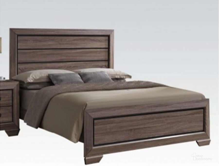 The appearance of Acme Lyndon King Panel Bed in Weathered Gray Grain designed by ACME in the transitional interior design. This red piece of furniture  was selected by 1StopBedrooms from Lyndon Collection to add a touch of cosiness and style into your home. Sku: 26017EK-HF;26018EK-R. Bed Type: Panel Bed. Material: Wood. Product Type: Panel Bed. Bed Size: King. Image1