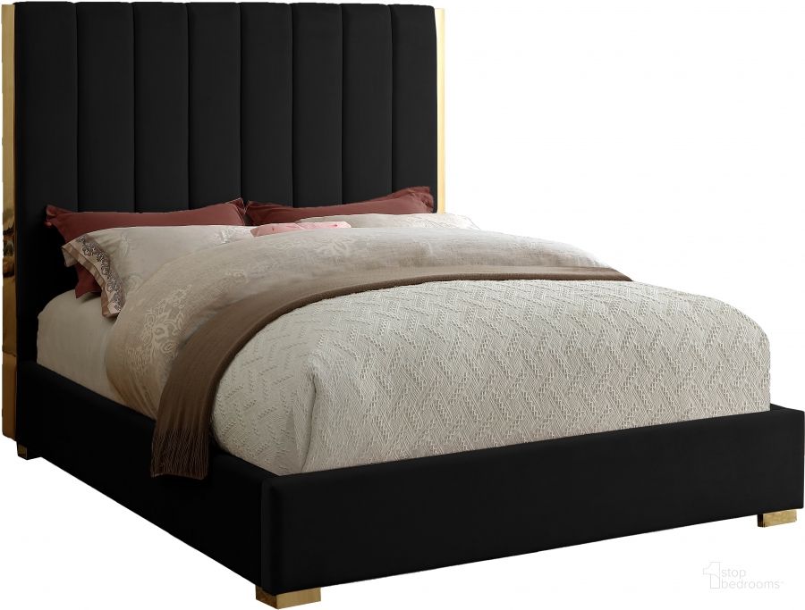 The appearance of Meridian Becca Black Velvet Queen Bed designed by Meridian in the modern / contemporary interior design. This black velvet piece of furniture  was selected by 1StopBedrooms from Becca Collection to add a touch of cosiness and style into your home. Sku: BeccaBlack-Q-1;BeccaBlack-Q-2. Bed Type: Platform Bed. Product Type: Platform Bed. Bed Size: Queen. Material: Velvet. Image1