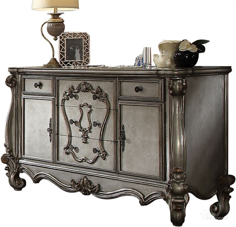 The appearance of Versailles Antique Platinum Dresser designed by ACME in the rustic / southwestern interior design. This silver piece of furniture  was selected by 1StopBedrooms from Versailles Collection to add a touch of cosiness and style into your home. Sku: 26845. Material: Wood. Product Type: Dresser. Image1
