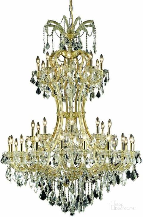 The appearance of Maria Theresa 46 Gold 36 Light Chandelier With Clear Royal Cut Crystal Trim designed by Elegant Lighting in the glam interior design. This gold piece of furniture  was selected by 1StopBedrooms from Maria Theresa Collection to add a touch of cosiness and style into your home. Sku: 2800D46G/RC. Material: Glass. Product Type: Chandelier.