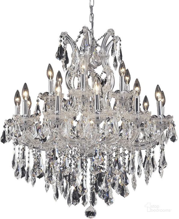 The appearance of Maria Theresa 30 Chrome 19 Light Chandelier With Clear Royal Cut Crystal Trim designed by Elegant Lighting in the glam interior design. This chrome piece of furniture  was selected by 1StopBedrooms from Maria Theresa Collection to add a touch of cosiness and style into your home. Sku: 2801D30C/RC. Material: Glass. Product Type: Chandelier.