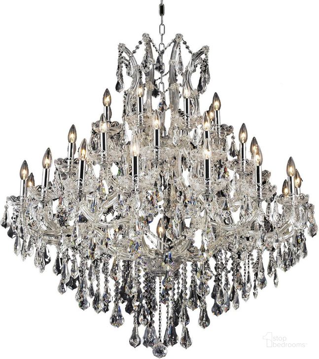 The appearance of Maria Theresa 44 Chrome 37 Light Chandelier With Clear Royal Cut Crystal Trim designed by Elegant Lighting in the glam interior design. This chrome piece of furniture  was selected by 1StopBedrooms from Maria Theresa Collection to add a touch of cosiness and style into your home. Sku: 2801G44C/RC. Material: Glass. Product Type: Chandelier.