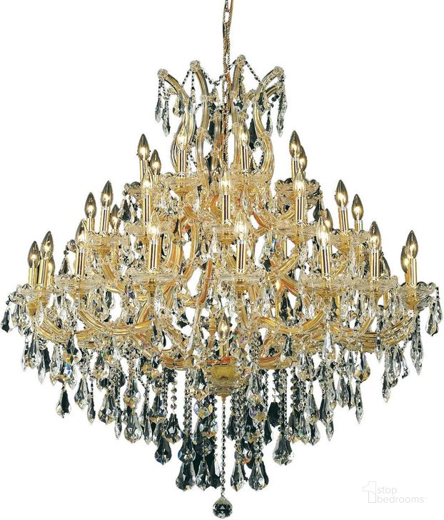 The appearance of Maria Theresa 44 Gold 37 Light Chandelier With Clear Royal Cut Crystal Trim designed by Elegant Lighting in the glam interior design. This gold piece of furniture  was selected by 1StopBedrooms from Maria Theresa Collection to add a touch of cosiness and style into your home. Sku: 2801G44G/RC. Material: Glass. Product Type: Chandelier.