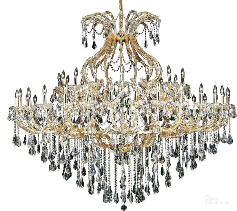 The appearance of 2801G72G/RC Maria Theresa 72 Gold 49 Light Chandelier With Clear Royal Cut Crystal Trim designed by Elegant Lighting in the glam interior design. This gold piece of furniture  was selected by 1StopBedrooms from Maria Theresa Collection to add a touch of cosiness and style into your home. Sku: 2801G72G/RC. Material: Glass. Product Type: Chandelier.