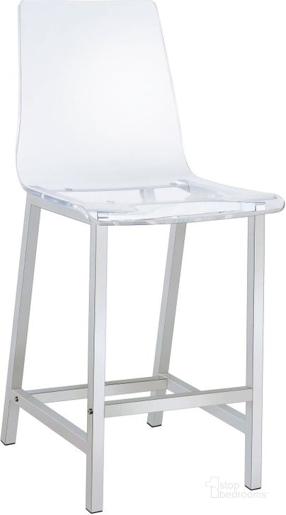 The appearance of 29" Clear Bar Stool Set of 2 designed by Coaster in the modern / contemporary interior design. This white piece of furniture  was selected by 1StopBedrooms from  to add a touch of cosiness and style into your home. Sku: 100265. Material: Metal. Product Type: Barstool. Image1