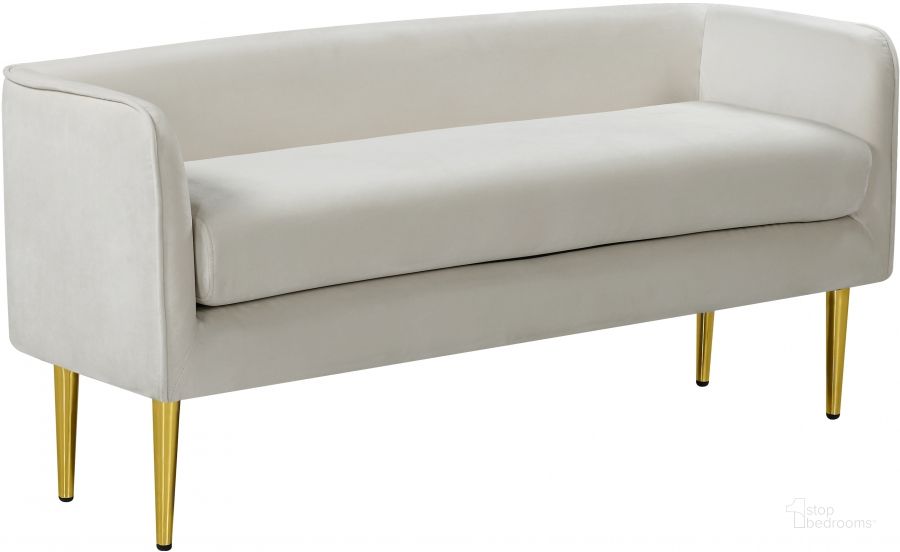 The appearance of Audrey Cream Velvet Bench designed by Meridian in the modern / contemporary interior design. This cream velvet piece of furniture  was selected by 1StopBedrooms from Audrey Collection to add a touch of cosiness and style into your home. Sku: 184Cream. Product Type: Bench. Material: Velvet. Image1