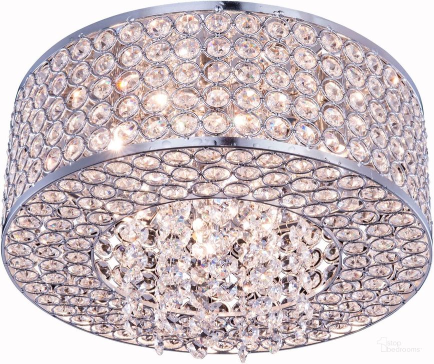The appearance of Amelie 12 Chrome 4 Light Flush Mount With Clear Royal Cut Crystal Trim designed by Elegant Lighting in the modern / contemporary interior design. This chrome piece of furniture  was selected by 1StopBedrooms from Amelie Collection to add a touch of cosiness and style into your home. Sku: V2914F12C/RC. Material: Stainless Steel. Product Type: Flush Mount.