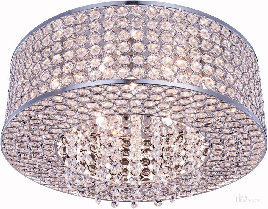 The appearance of Amelie 16 Chrome 6 Light Flush Mount With Clear Royal Cut Crystal Trim designed by Elegant Lighting in the modern / contemporary interior design. This chrome piece of furniture  was selected by 1StopBedrooms from Amelie Collection to add a touch of cosiness and style into your home. Sku: V2914F16C/RC. Material: Stainless Steel. Product Type: Flush Mount.