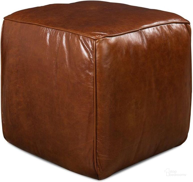 The appearance of Brown Leather Sitting Cube designed by Sarreid in the traditional interior design. This brown piece of furniture  was selected by 1StopBedrooms from  to add a touch of cosiness and style into your home. Sku: 29340. Product Type: Ottoman. Image1