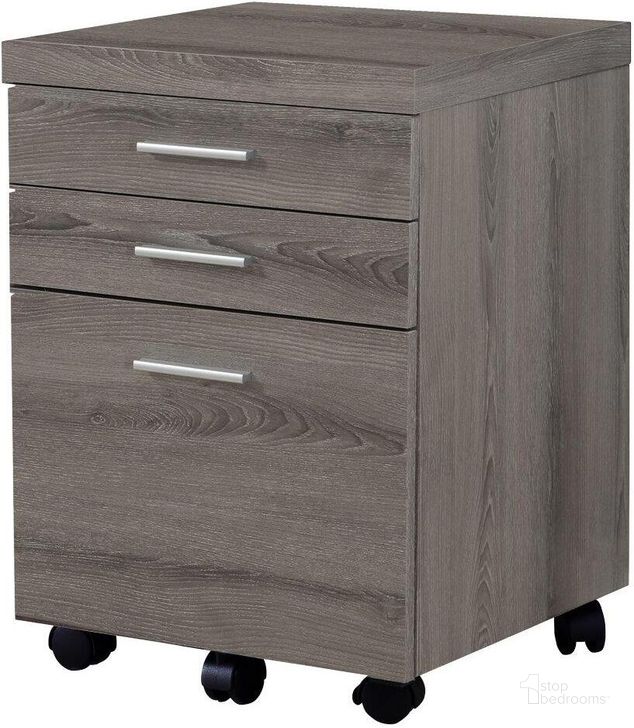 The appearance of 3 Drawer Filing Cabinet In Dark Taupe On Castors designed by Monarch Specialties in the modern / contemporary interior design. This dark taupe piece of furniture  was selected by 1StopBedrooms from  to add a touch of cosiness and style into your home. Sku: I 7049. Material: MDF. Product Type: Filing Cabinets and Storage. Image1