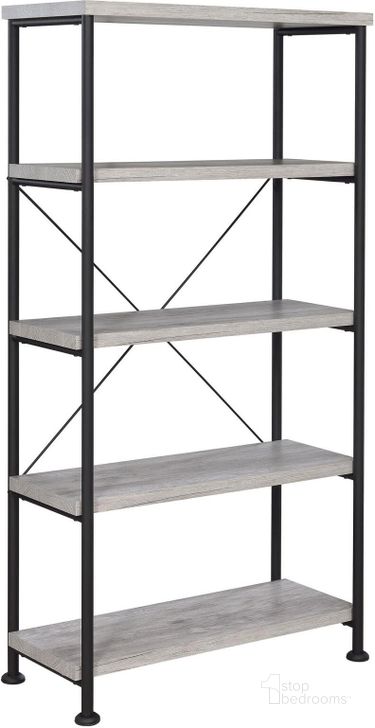 The appearance of 30" Gray Driftwood Bookcase designed by Coaster in the transitional interior design. This black piece of furniture  was selected by 1StopBedrooms from  to add a touch of cosiness and style into your home. Sku: 801546. Material: Metal. Product Type: Standard Bookcase. Image1