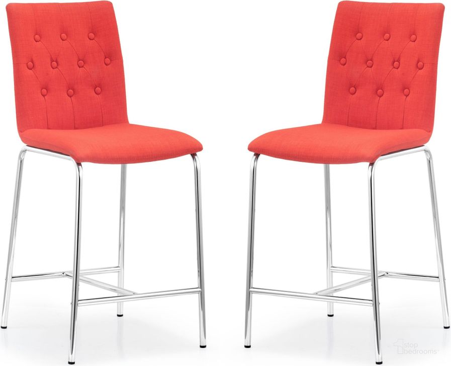 The appearance of Uppsala Tangerine Fabric Counter Chair Set of 2 designed by Zuo Modern in the modern / contemporary interior design. This tangerine piece of furniture  was selected by 1StopBedrooms from Uppsala Collection to add a touch of cosiness and style into your home. Sku: 300337. Material: Fabric. Product Type: Counter Height Chair. Image1