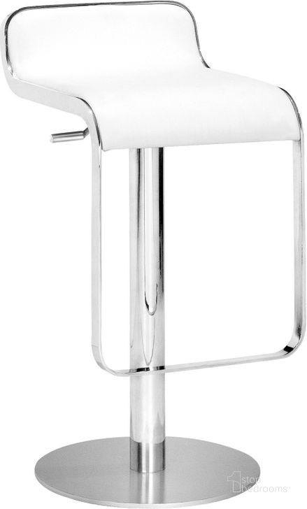 The appearance of Equino Barstool White designed by Zuo Modern in the modern / contemporary interior design. This white piece of furniture  was selected by 1StopBedrooms from Equino Collection to add a touch of cosiness and style into your home. Sku: 301113. Product Type: Barstool. Material: Vinyl.