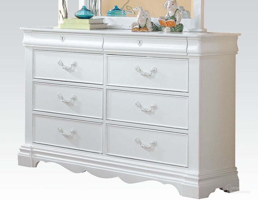 The appearance of ACME Estrella Youth Dresser in White designed by ACME in the transitional interior design. This white piece of furniture  was selected by 1StopBedrooms from Estrella Collection to add a touch of cosiness and style into your home. Sku: 30245. Material: Wood. Product Type: Dresser. Image1