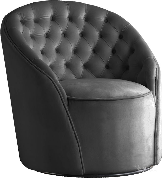 The appearance of Alessio Grey Velvet Accent Chair designed by Meridian in the modern / contemporary interior design. This grey velvet piece of furniture  was selected by 1StopBedrooms from Alessio Collection to add a touch of cosiness and style into your home. Sku: 501Grey. Product Type: Accent Chair. Material: Velvet. Image1