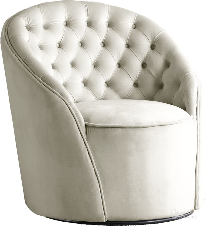 The appearance of Alessio Cream Velvet Accent Chair designed by Meridian in the modern / contemporary interior design. This cream velvet piece of furniture  was selected by 1StopBedrooms from Alessio Collection to add a touch of cosiness and style into your home. Sku: 501Cream. Product Type: Accent Chair. Material: Velvet. Image1