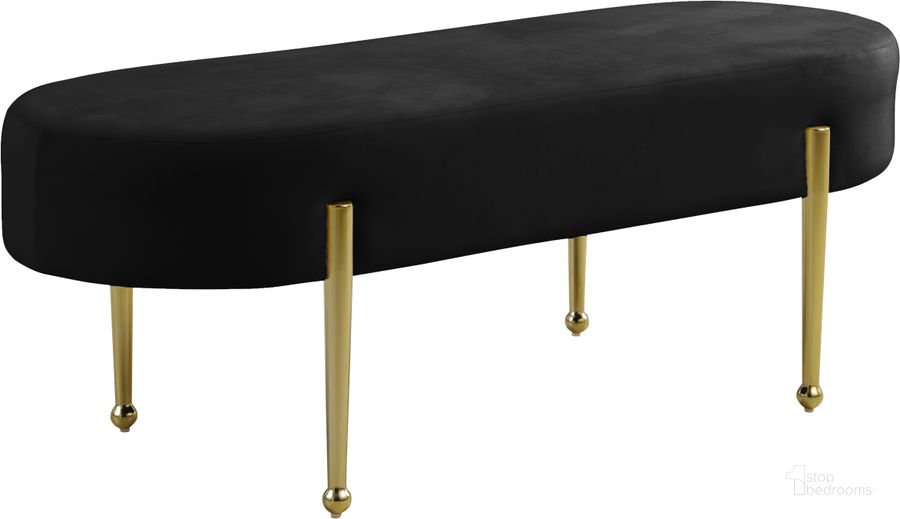 The appearance of Gia Black Velvet Bench designed by Meridian in the modern / contemporary interior design. This black velvet piece of furniture  was selected by 1StopBedrooms from Gia Collection to add a touch of cosiness and style into your home. Sku: 107Black. Product Type: Bedroom Bench. Material: Velvet. Image1