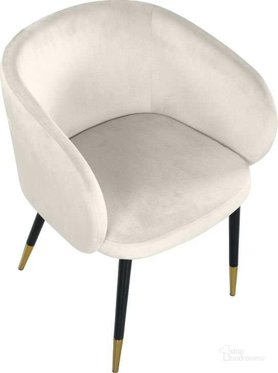 The appearance of Louise Cream Velvet Dining Chair designed by Meridian in the modern / contemporary interior design. This cream velvet piece of furniture  was selected by 1StopBedrooms from Louise Collection to add a touch of cosiness and style into your home. Sku: 733Cream-C. Product Type: Dining Chair. Material: Velvet. Image1