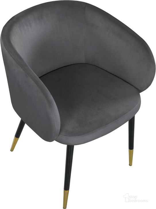 The appearance of Louise Grey Velvet Dining Chair designed by Meridian in the modern / contemporary interior design. This grey velvet piece of furniture  was selected by 1StopBedrooms from Louise Collection to add a touch of cosiness and style into your home. Sku: 733Grey-C. Product Type: Dining Chair. Material: Velvet. Image1