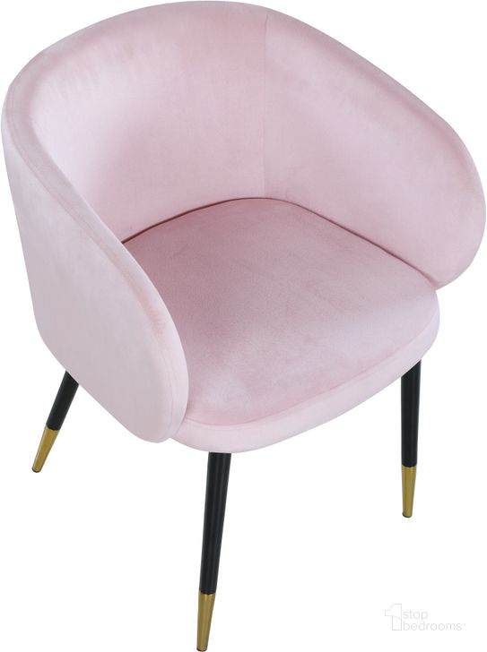 The appearance of Louise Pink Velvet Dining Chair designed by Meridian in the modern / contemporary interior design. This pink velvet piece of furniture  was selected by 1StopBedrooms from Louise Collection to add a touch of cosiness and style into your home. Sku: 733Pink-C. Product Type: Dining Chair. Material: Velvet. Image1