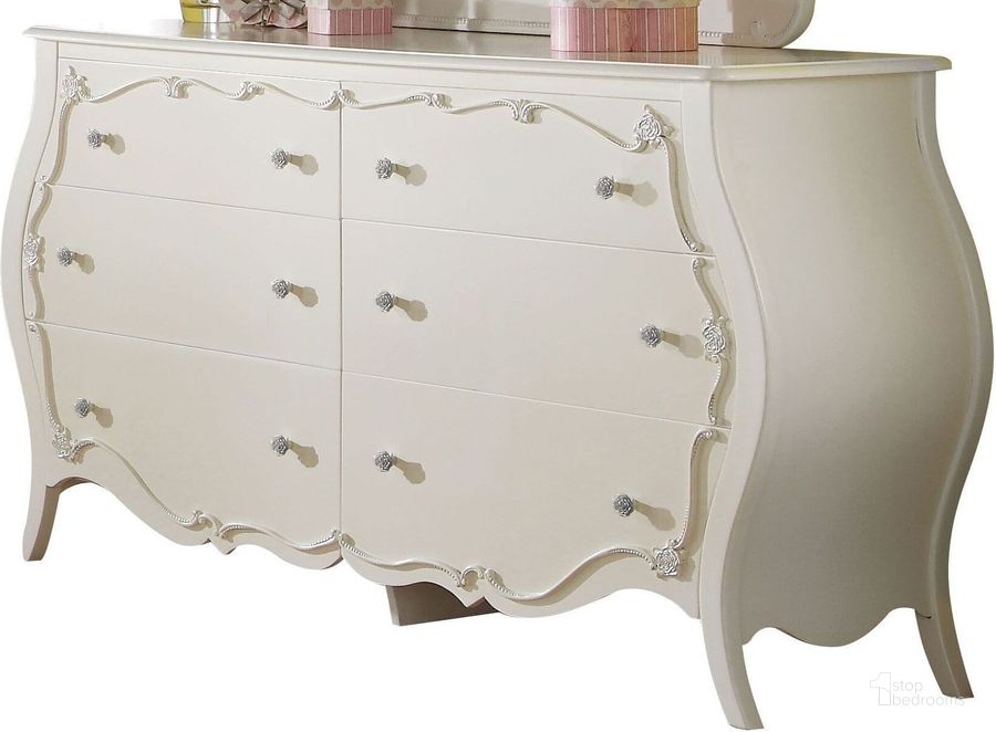The appearance of Edalene Pearl White Dresser designed by ACME in the transitional interior design. This white piece of furniture  was selected by 1StopBedrooms from Edalene Collection to add a touch of cosiness and style into your home. Sku: 30514. Material: Wood. Product Type: Dresser. Image1