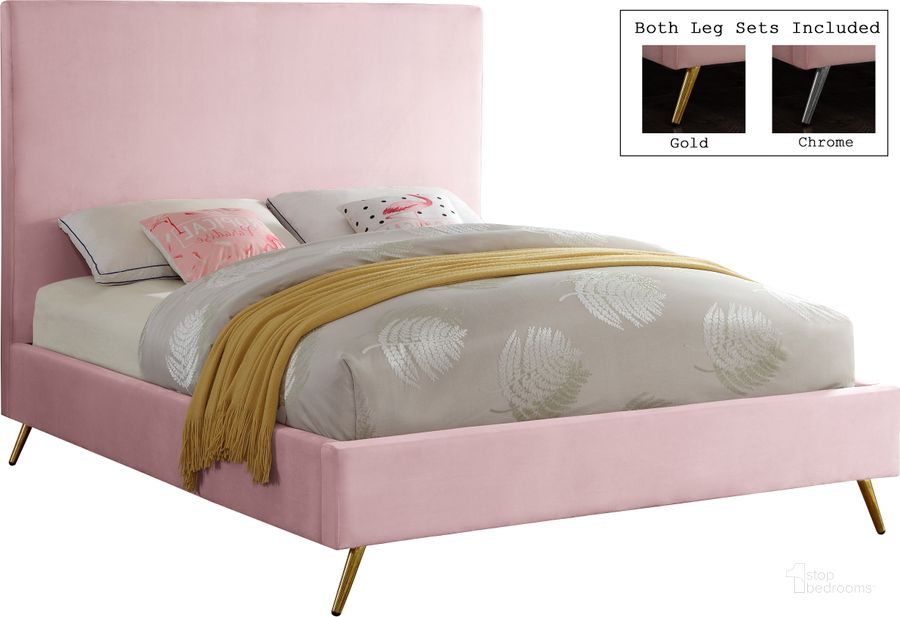 The appearance of Jasmine Pink Velvet Full Bed JasminePink-F designed by Meridian in the modern / contemporary interior design. This pink velvet piece of furniture  was selected by 1StopBedrooms from Jasmine Collection to add a touch of cosiness and style into your home. Sku: JasminePink-F-1;JasminePink-F-2. Bed Size: Full. Product Type: Kids Bed. Material: Velvet. Image1