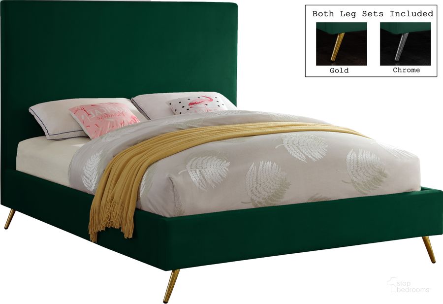 The appearance of Jasmine Green Velvet Full Bed designed by Meridian in the modern / contemporary interior design. This green velvet piece of furniture  was selected by 1StopBedrooms from Jasmine Collection to add a touch of cosiness and style into your home. Sku: JasmineGreen-F-1;JasmineGreen-F-2. Bed Size: Full. Product Type: Kids Bed. Material: Velvet. Image1