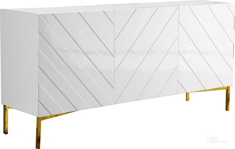 The appearance of Meridian Collette Sideboard/Buffet in Chrome/White designed by Meridian in the modern / contemporary interior design. This white piece of furniture  was selected by 1StopBedrooms from Collette Collection to add a touch of cosiness and style into your home. Sku: 310. Material: Steel. Product Type: Sideboard. Image1