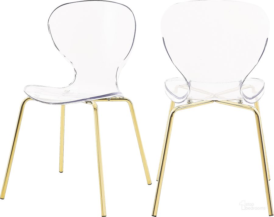 The appearance of Clarion Gold Dining Chair (Set of 2) designed by Meridian in the modern / contemporary interior design. This gold piece of furniture  was selected by 1StopBedrooms from Clarion Collection to add a touch of cosiness and style into your home. Sku: 770-C. Material: Metal. Product Type: Dining Chair. Image1