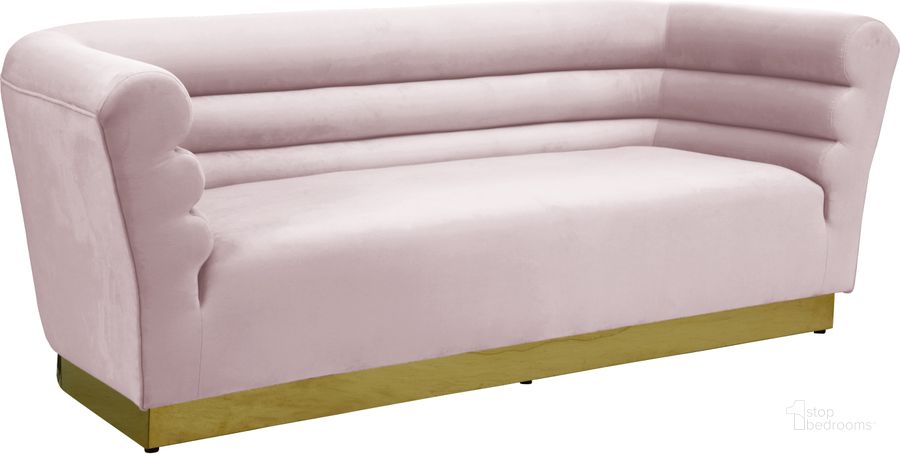 The appearance of Bellini Pink Velvet Sofa designed by Meridian in the modern / contemporary interior design. This pink velvet piece of furniture  was selected by 1StopBedrooms from Bellini Collection to add a touch of cosiness and style into your home. Sku: 669Pink-S. Product Type: Sofa. Material: Velvet. Image1