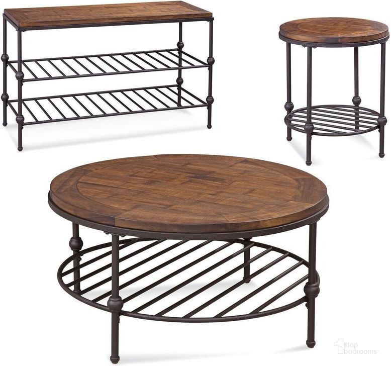 The appearance of Boho Distressed Rustic Barnside Round Occasional Table Set designed by Bassett Mirror Company in the modern / contemporary interior design. This brown piece of furniture  was selected by 1StopBedrooms from Boho Collection to add a touch of cosiness and style into your home. Sku: 3194-120EC;3194-220EC. Material: Metal. Product Type: Occasional Table Set. Image1