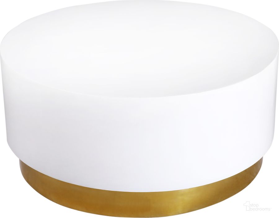 The appearance of Deco White/Gold Coffee table 215-C designed by Meridian in the modern / contemporary interior design. This white piece of furniture  was selected by 1StopBedrooms from Deco Collection to add a touch of cosiness and style into your home. Sku: 215-C. Material: Metal. Product Type: Coffee Table. Image1