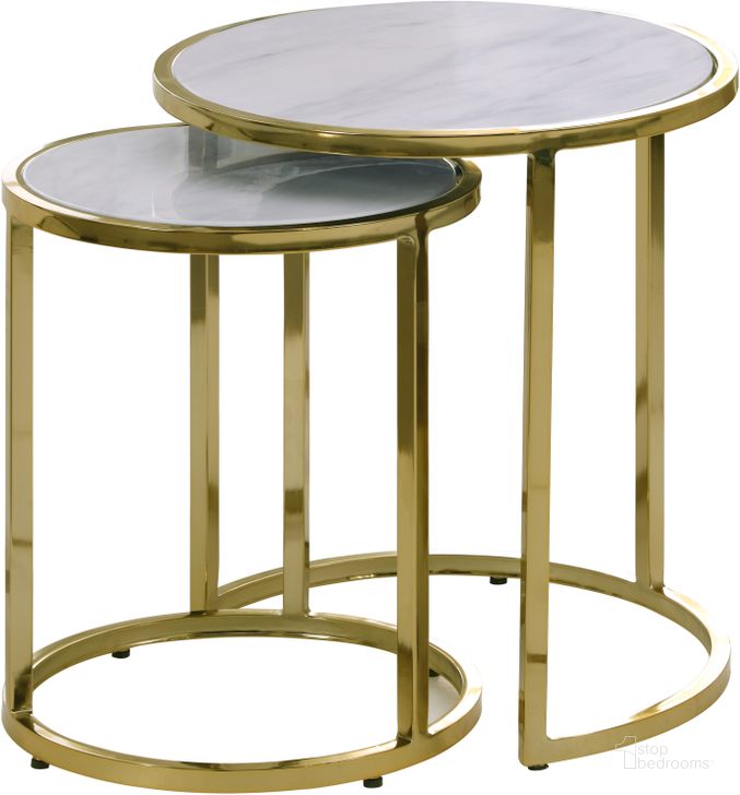 The appearance of Massimo Gold End Table designed by Meridian in the modern / contemporary interior design. This gold piece of furniture  was selected by 1StopBedrooms from Massimo Collection to add a touch of cosiness and style into your home. Sku: 207-E. Product Type: End Table. Image1