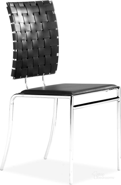 The appearance of Criss Cross Dining Chair Black Set of 4 designed by Zuo Modern in the modern / contemporary interior design. This black piece of furniture  was selected by 1StopBedrooms from Criss Cross Collection to add a touch of cosiness and style into your home. Sku: 333012. Product Type: Dining Chair. Material: Vinyl. Image1