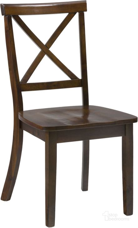 The appearance of Taylor Cherry X Back Dining Chair Set of 2 designed by Jofran in the transitional interior design. This brown piece of furniture  was selected by 1StopBedrooms from Taylor Collection to add a touch of cosiness and style into your home. Sku: 342-915KD. Material: Wood. Product Type: Dining Chair. Image1