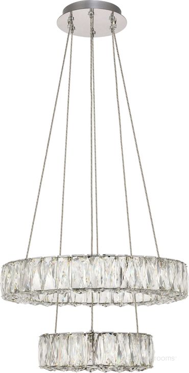 The appearance of 3503G18C Monroe 18" Chrome Pendant With Clear Royal Cut Crystal Trim designed by Elegant Lighting in the glam interior design. This chrome piece of furniture  was selected by 1StopBedrooms from Monroe Collection to add a touch of cosiness and style into your home. Sku: 3503G18C. Product Type: Pendant Lighting. Material: Stainless Steel. Image1